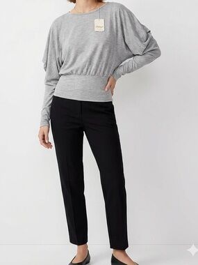 Free People Gray Long-Sleeve Pullover Top
